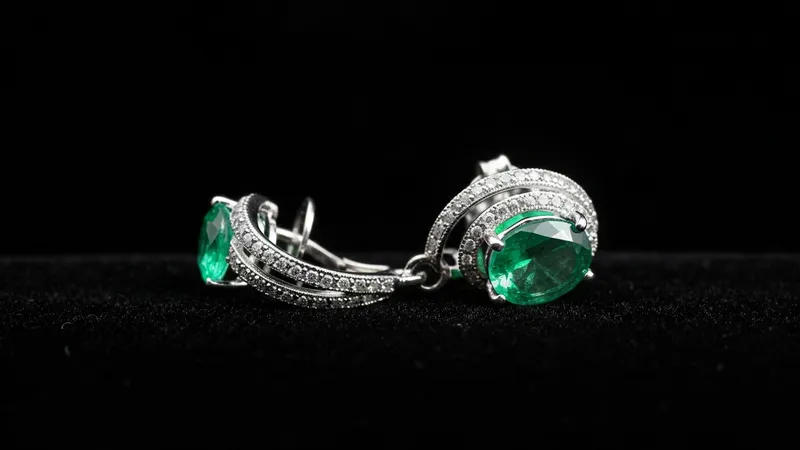 Boucles D Oreilles Emeraude Or Blanc