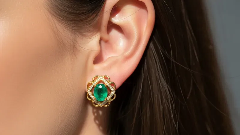 Boucles D Oreilles Emeraude Or Jaune